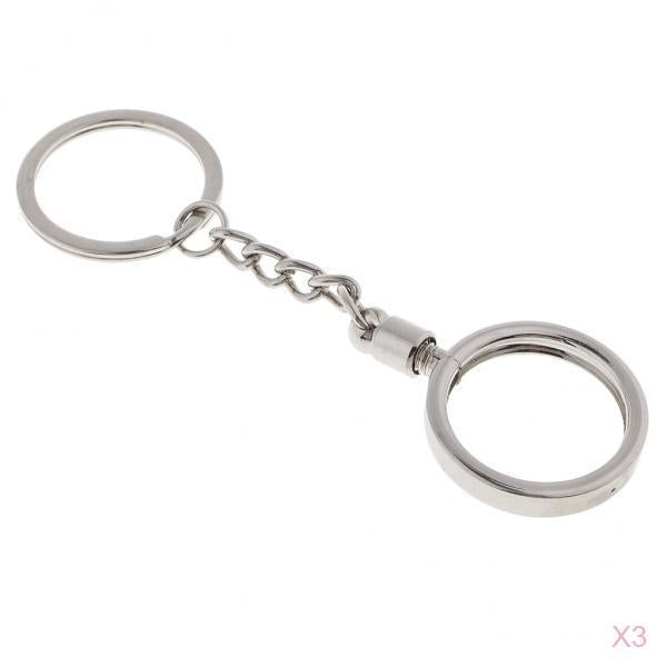 3pcs Coin keyring Pendant Keychain Commemorative Coins Key Ring 25mm Silver