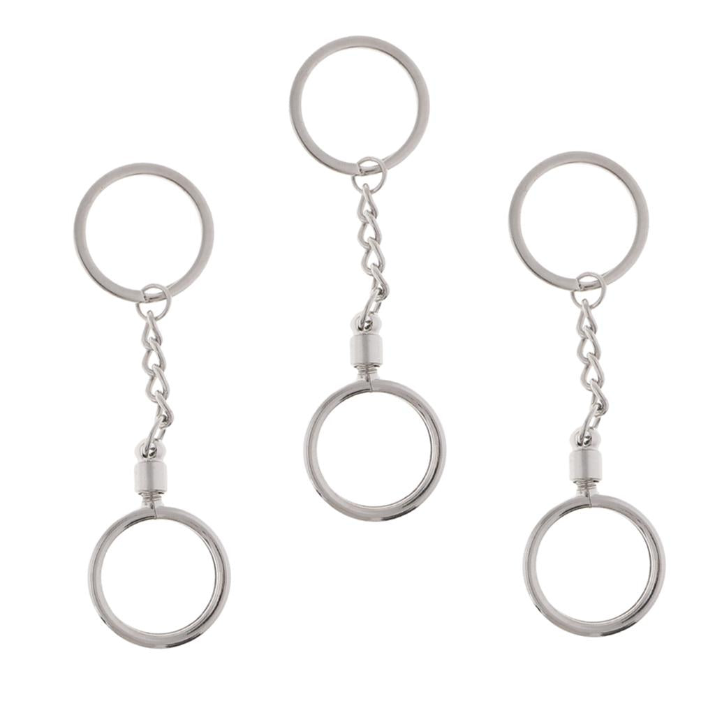 3pcs Coin keyring Pendant Keychain Commemorative Coins Key Ring 25mm Silver