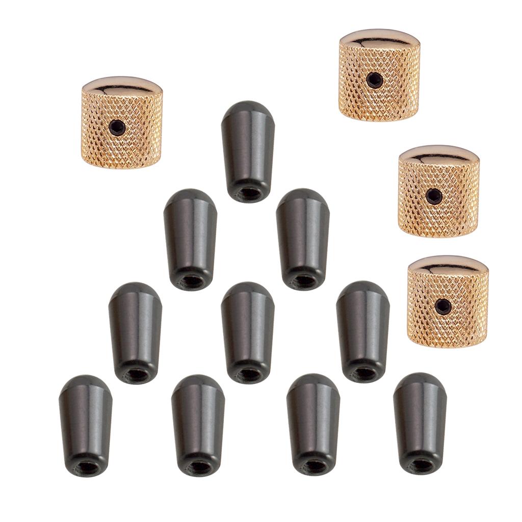4pcs Brass Dome Knobs Screw Type+3 Way Toggle Switch Knobs for LP EPI Guitar