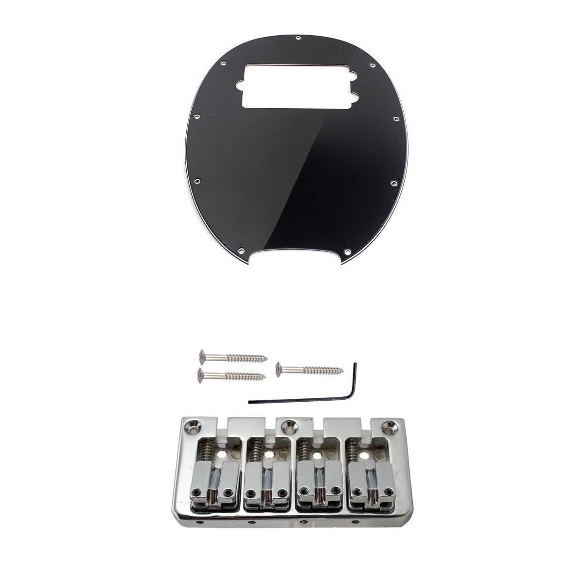4 String Electric Bass Bridge with Wrench Screws+3ply Pickguard Scratchplate