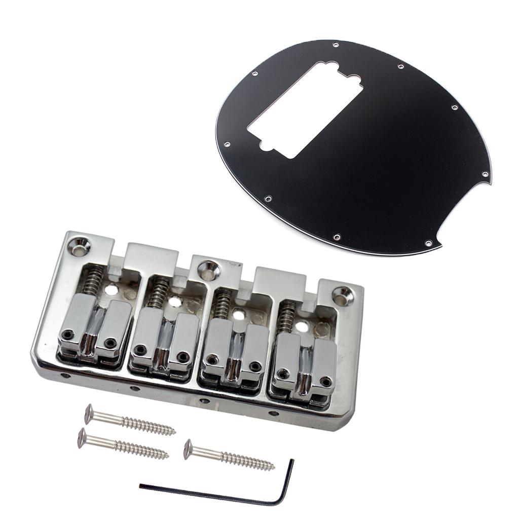 4 String Electric Bass Bridge with Wrench Screws+3ply Pickguard Scratchplate