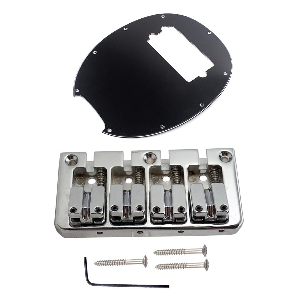 4 String Electric Bass Bridge with Wrench Screws+3ply Pickguard Scratchplate