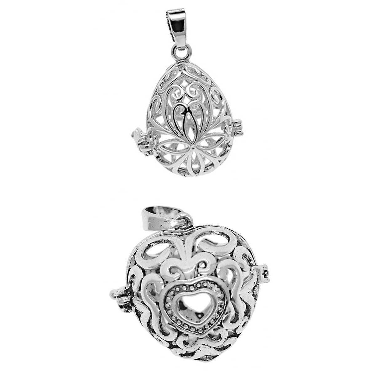 2 Shapes Tibetan Silver Bead Cages Pendants Charms Jewelry Making Findings