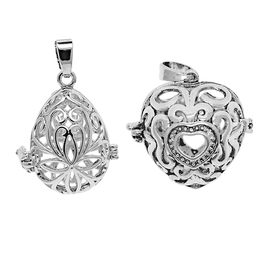 2 Shapes Tibetan Silver Bead Cages Pendants Charms Jewelry Making Findings