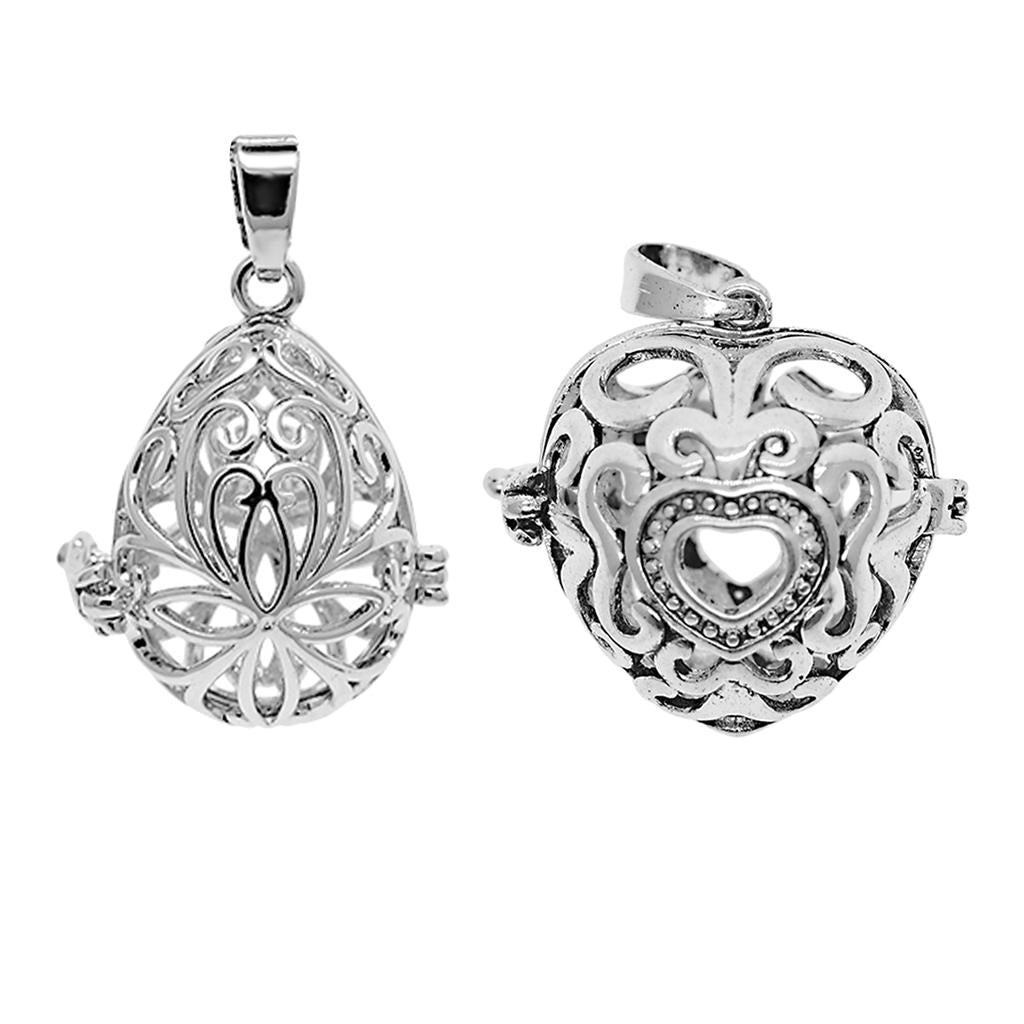 2 Shapes Tibetan Silver Bead Cages Pendants Charms Jewelry Making Findings
