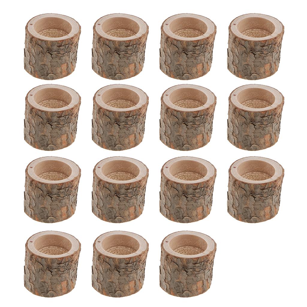 15-piece Natural Tree Stump Wooden Candle Holder Tea Light Wedding Decor 5cm