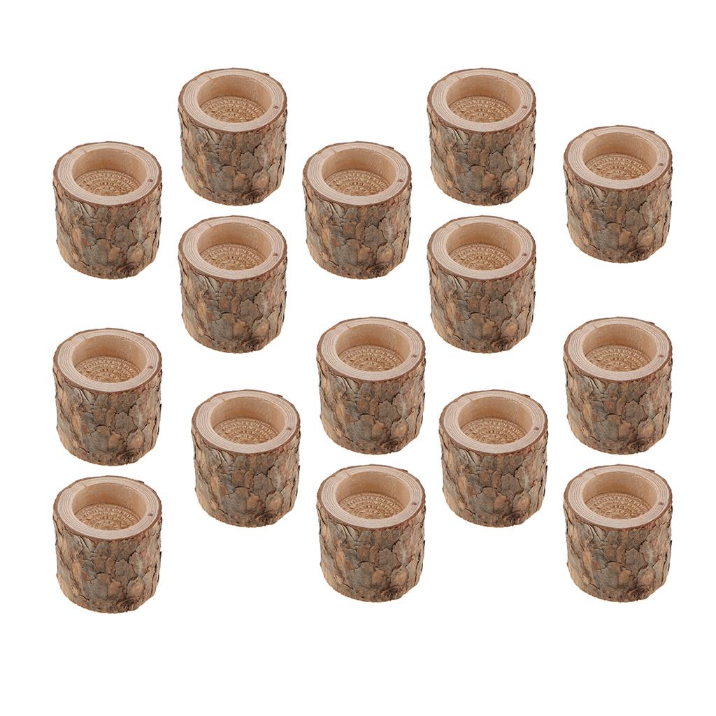 15-piece Natural Tree Stump Wooden Candle Holder Tea Light Wedding Decor 5cm