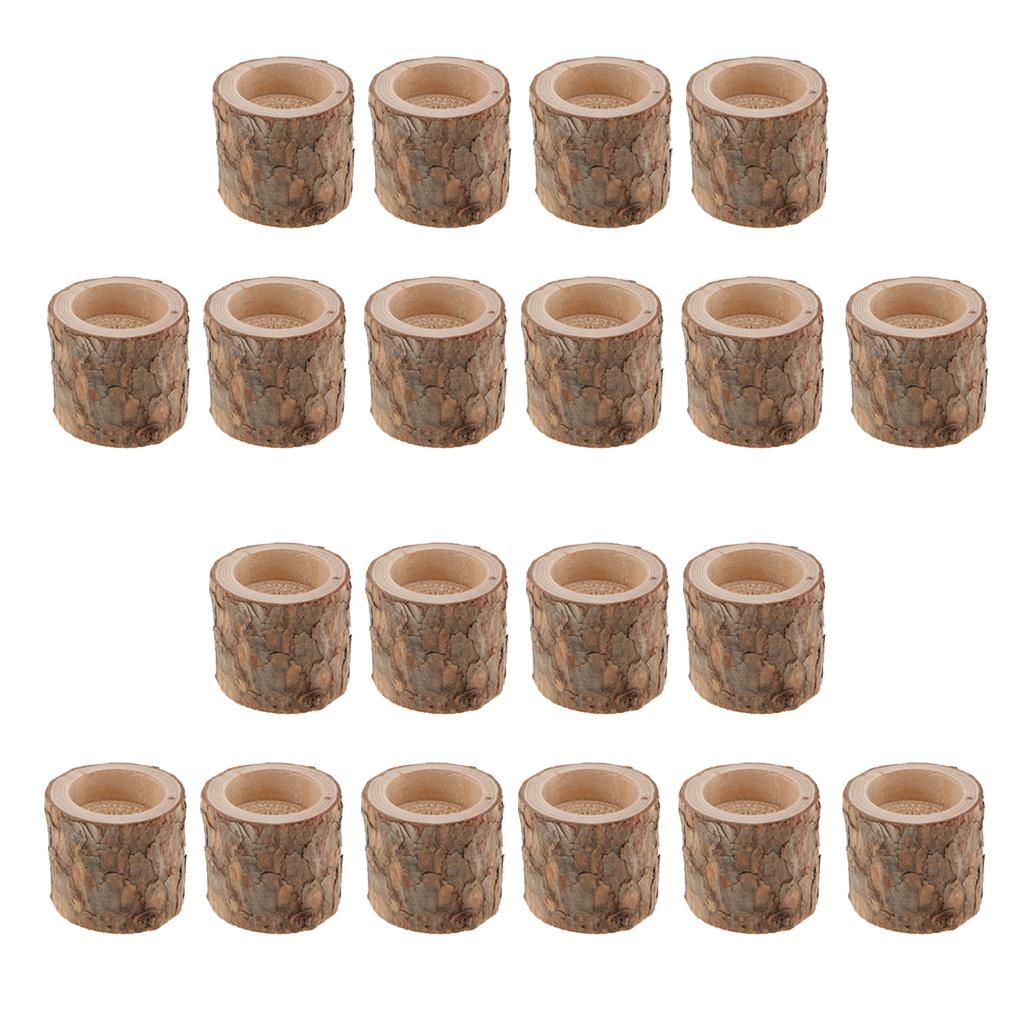 20 x Natural Tree Stump Wooden Candle Holder Tea Light Wedding Decor 5cm