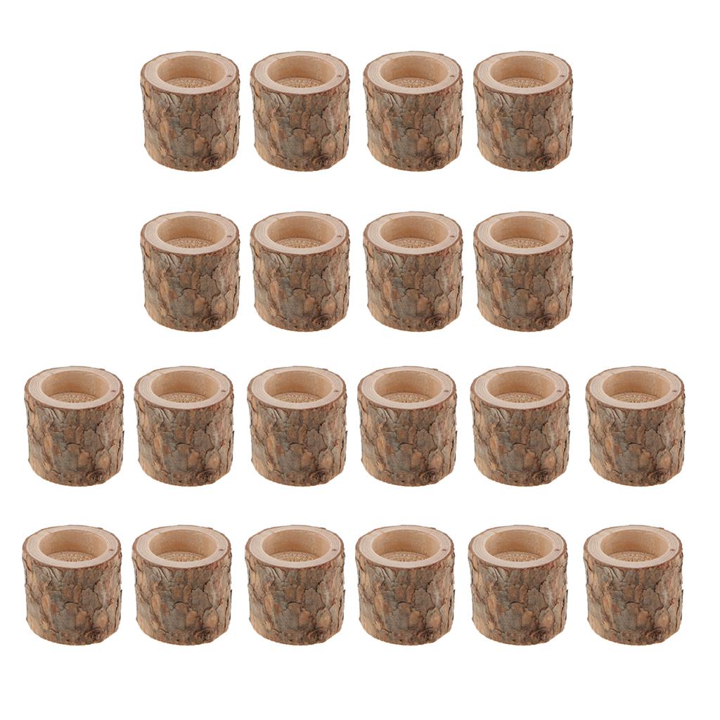 20 x Natural Tree Stump Wooden Candle Holder Tea Light Wedding Decor 5cm