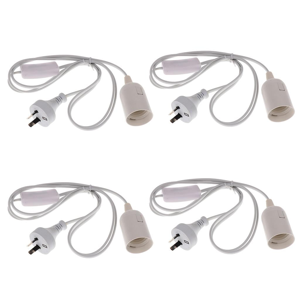 4 Pcs Cable Plug in Pendant Light Fitting with On/Off Switch E27 Lamp Holder