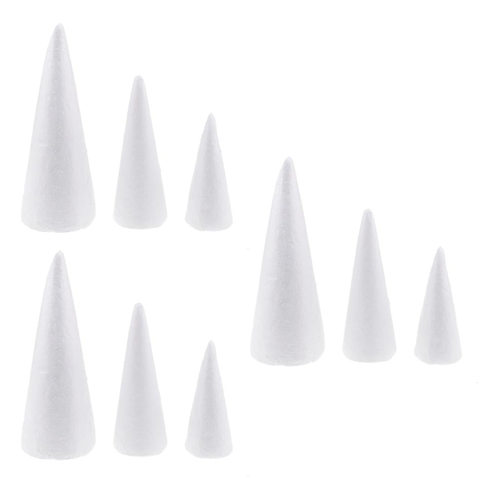 9 Pcs Cone Shaped Styrofoam Foam Ornaments for Handmade DIY Modelling Crafts