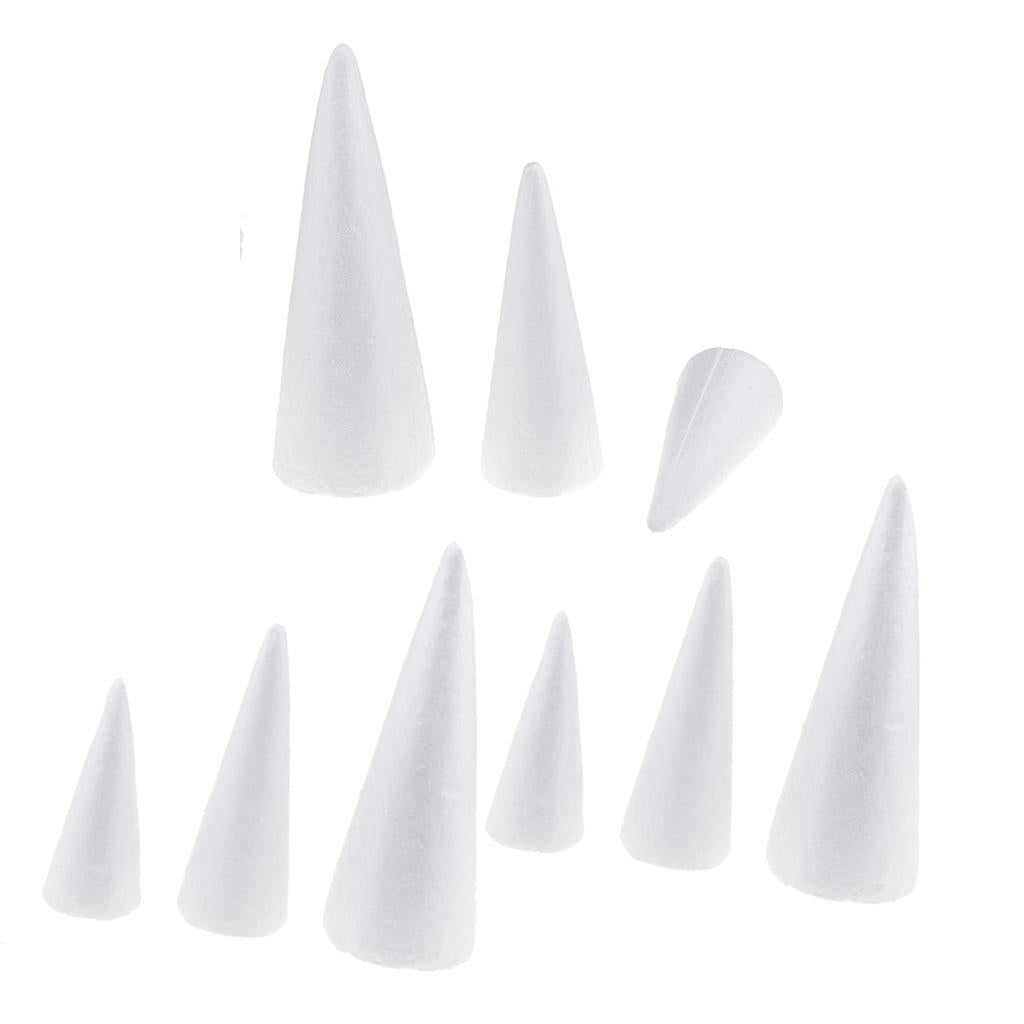 9 Pcs Cone Shaped Styrofoam Foam Ornaments for Handmade DIY Modelling Crafts