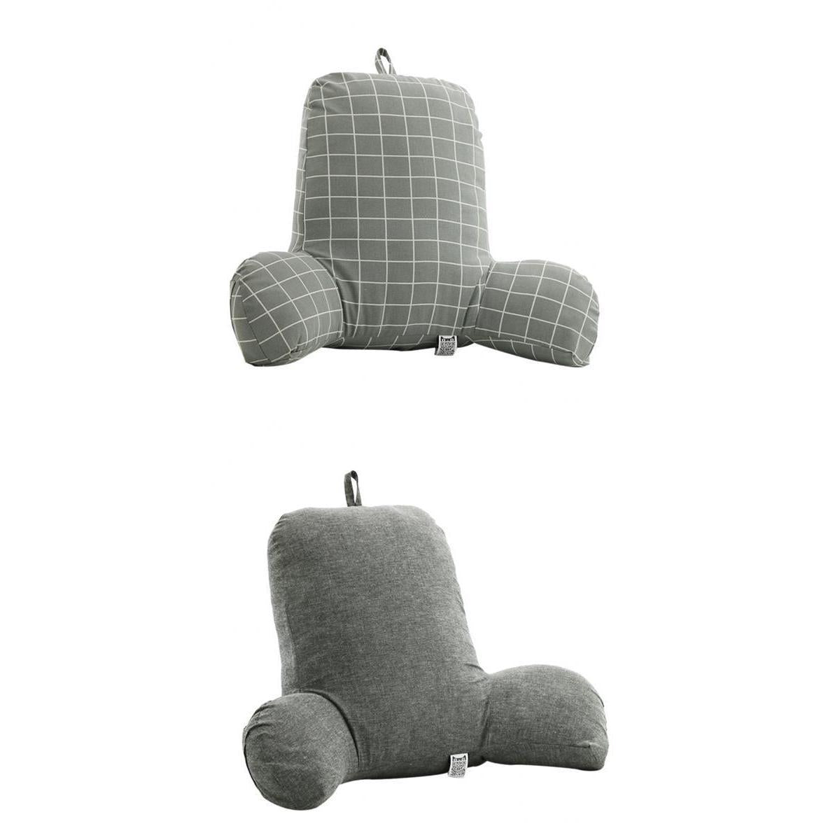 Bed Rest Reading Pillow Support for Adults Teens Kids Grey Grid &Grey