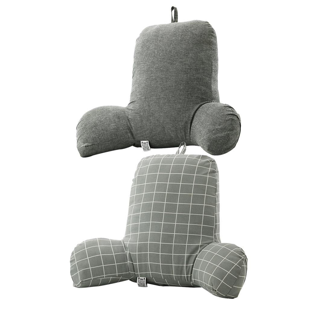 Bed Rest Reading Pillow Support for Adults Teens Kids Grey Grid &Grey