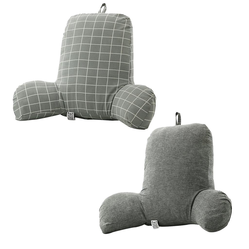 Bed Rest Reading Pillow Support for Adults Teens Kids Grey Grid &Grey