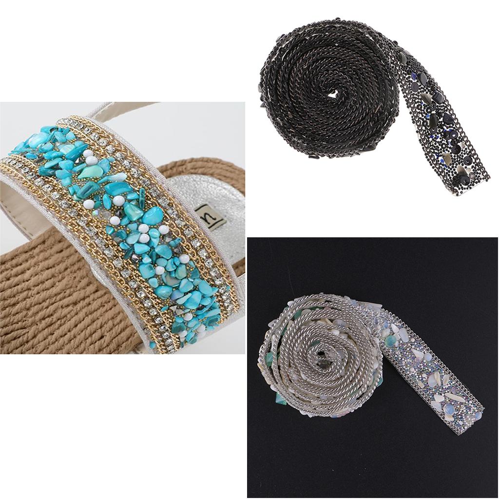 2pcs 1 m Cystal Rhinestone Ribbon Sewing Crafts for Dress Bag Embellishment