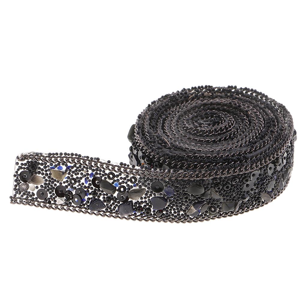 2pcs 1 m Cystal Rhinestone Ribbon Sewing Crafts for Dress Bag Embellishment
