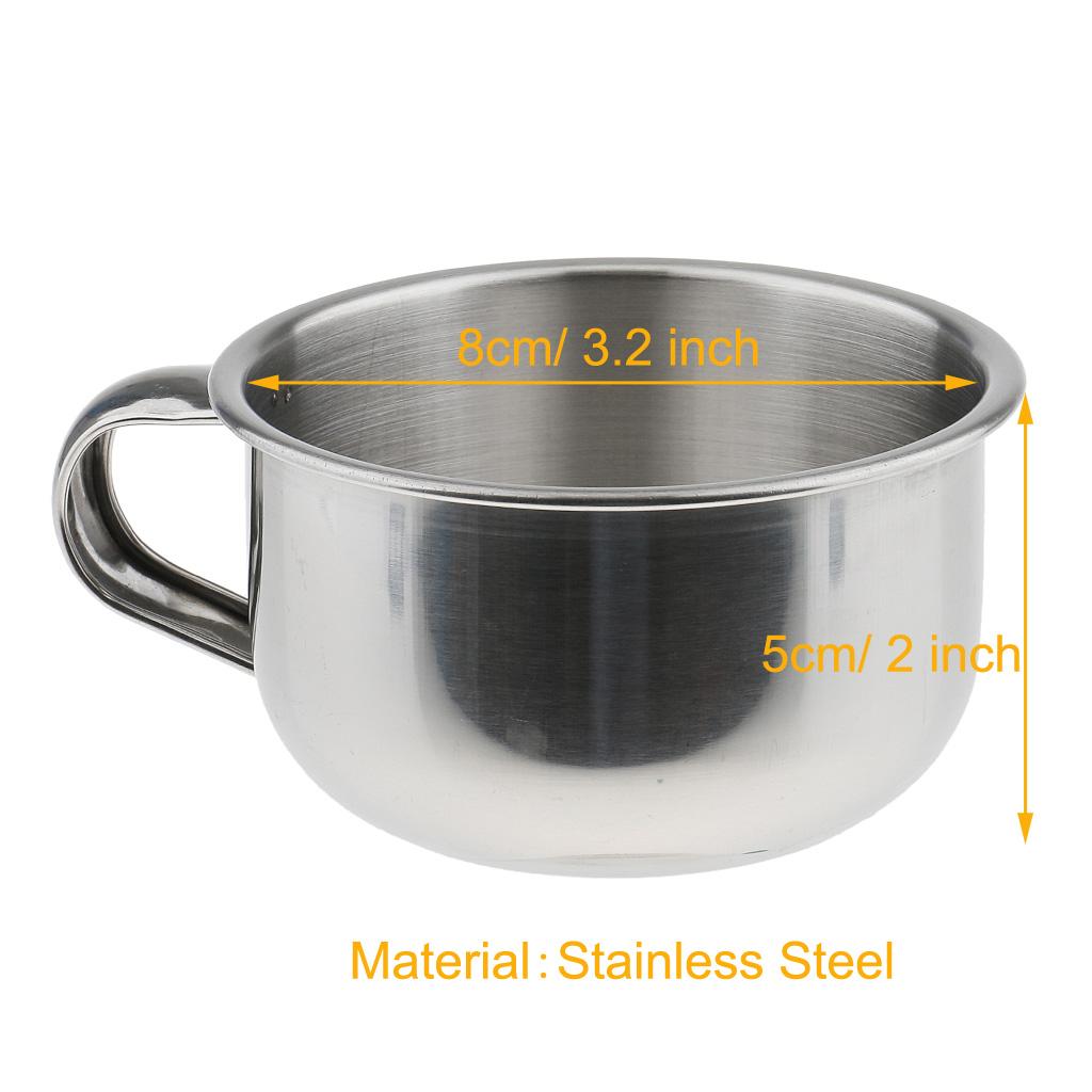 3 Pieces Stainless Steel Men's Shaving Mug Bowl Barber Beard Soap Mug Cup