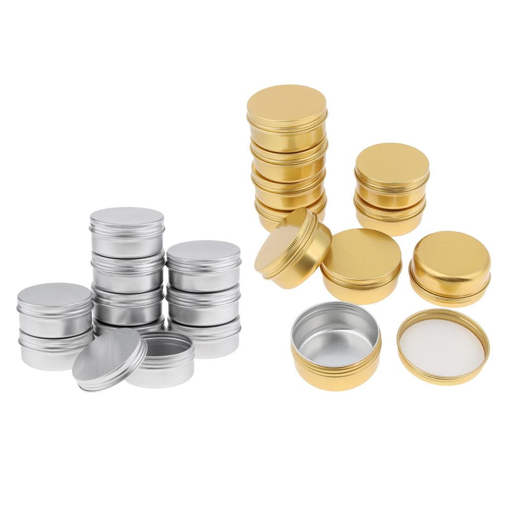 20 Pieces Round Aluminum Cream Empty Lip Balm Candles Container Jars Tin 50g