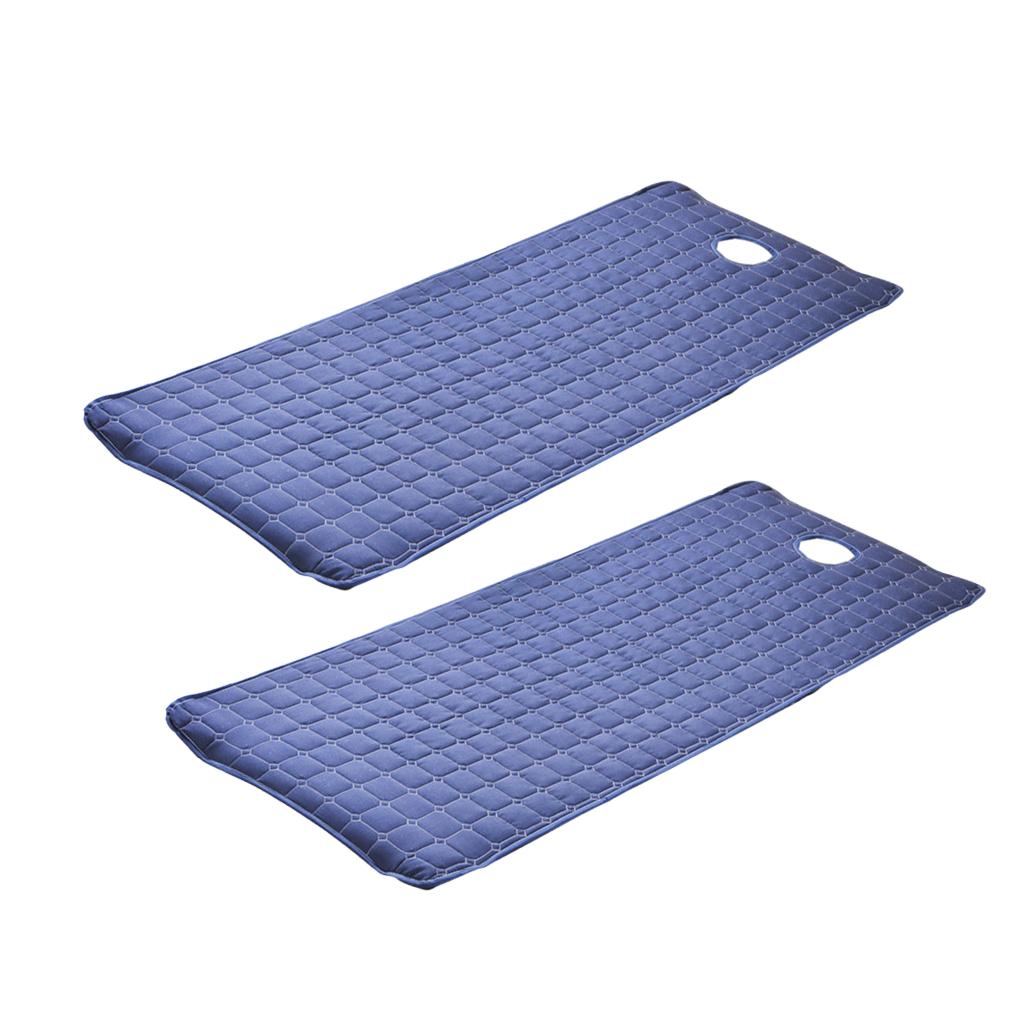 2 Pieces Beauty Salon Massage Bed Mattress Sheet with Face Hole Dark Blue