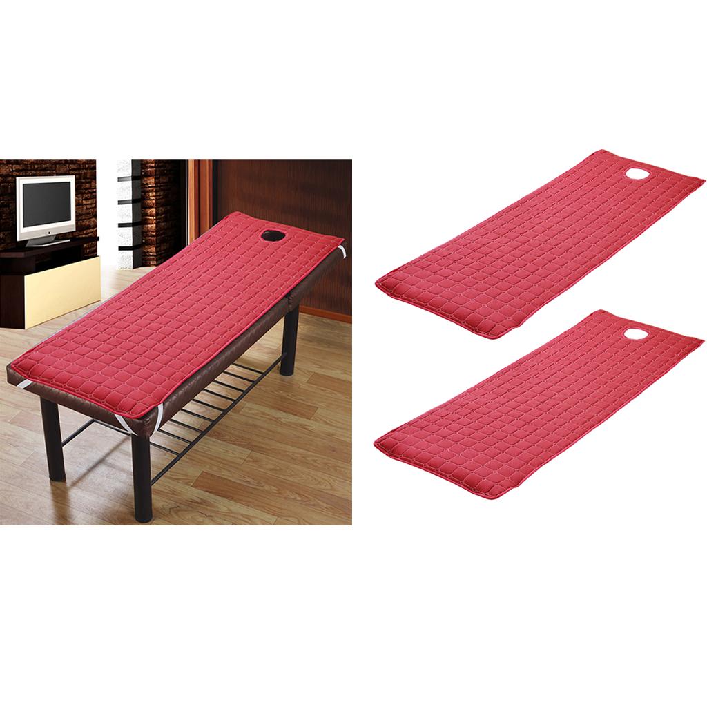 2 Pieces Beauty Salon Massage Bed Mattress Sheet with Face Hole Wine Red