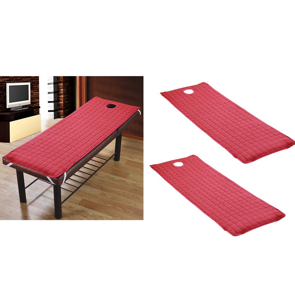 2 Pieces Beauty Salon Massage Bed Mattress Sheet with Face Hole Wine Red