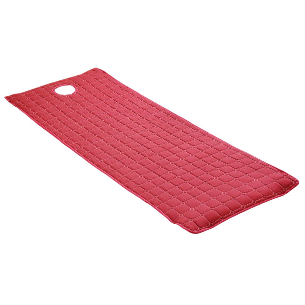 2 Pieces Beauty Salon Massage Bed Mattress Sheet with Face Hole Wine Red