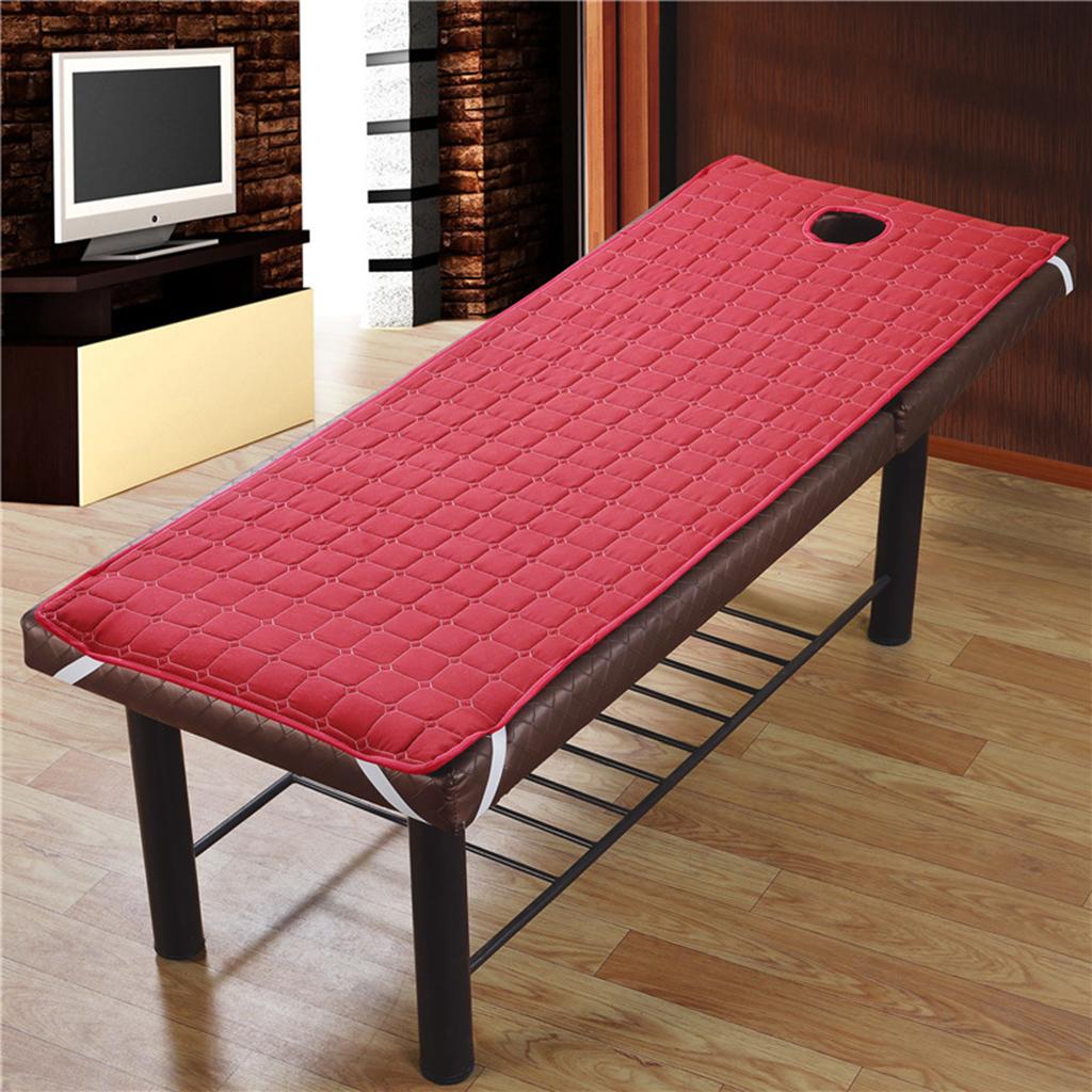 2 Pieces Beauty Salon Massage Bed Mattress Sheet with Face Hole Wine Red