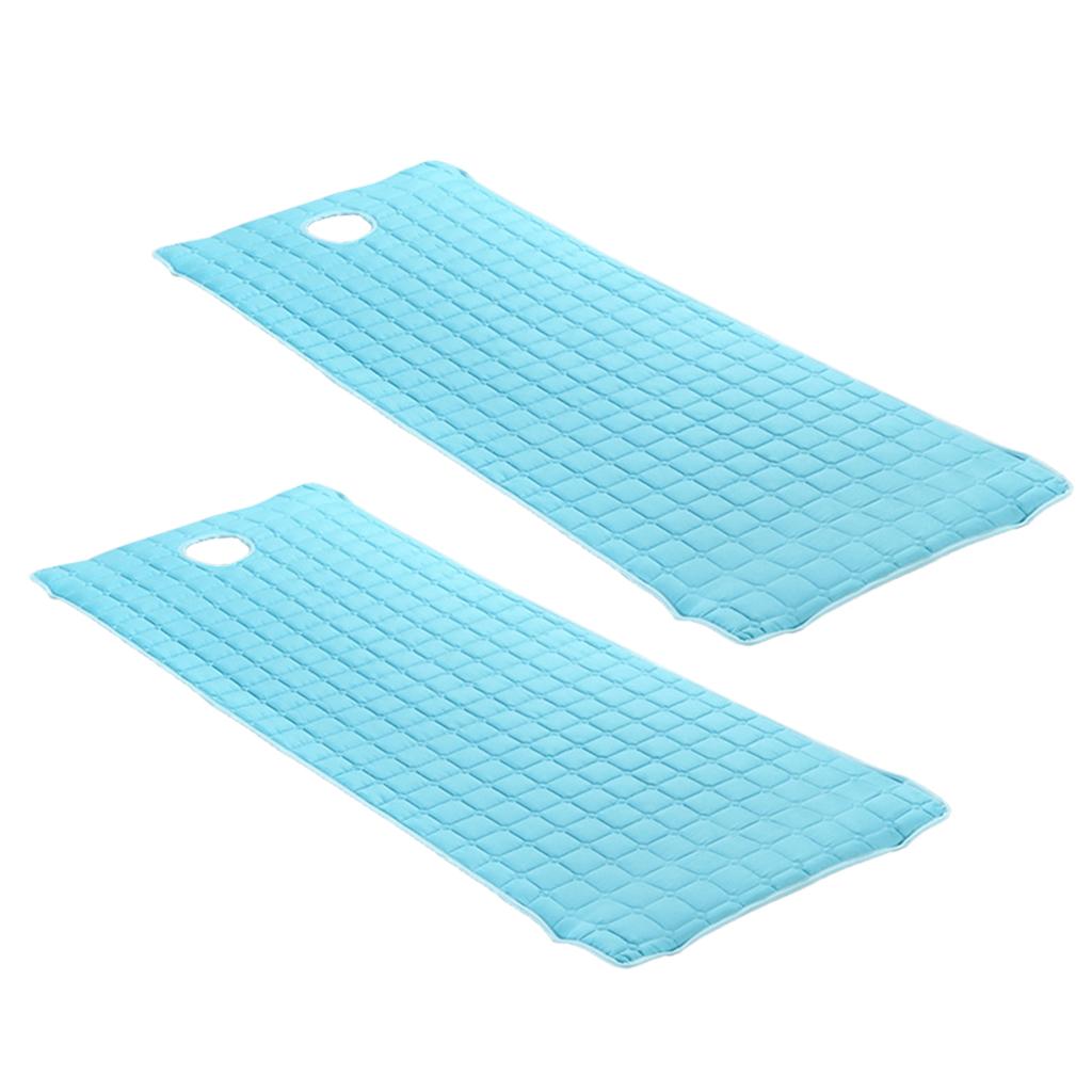 2 Pieces Beauty Salon Massage Bed Mattress Sheet with Face Hole Blue