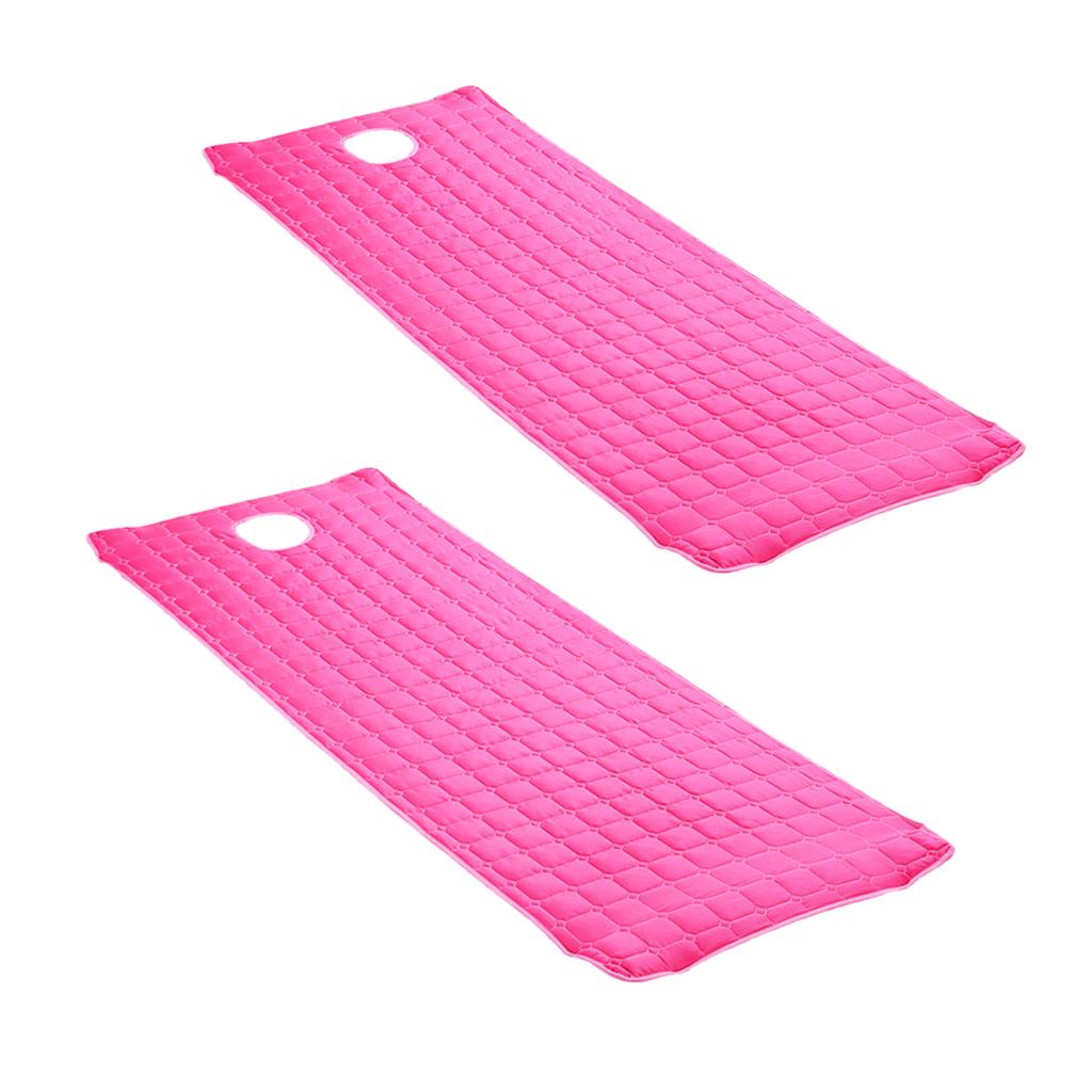 2 Pieces Beauty Salon Massage Bed Mattress Sheet with Face Hole Rose Red