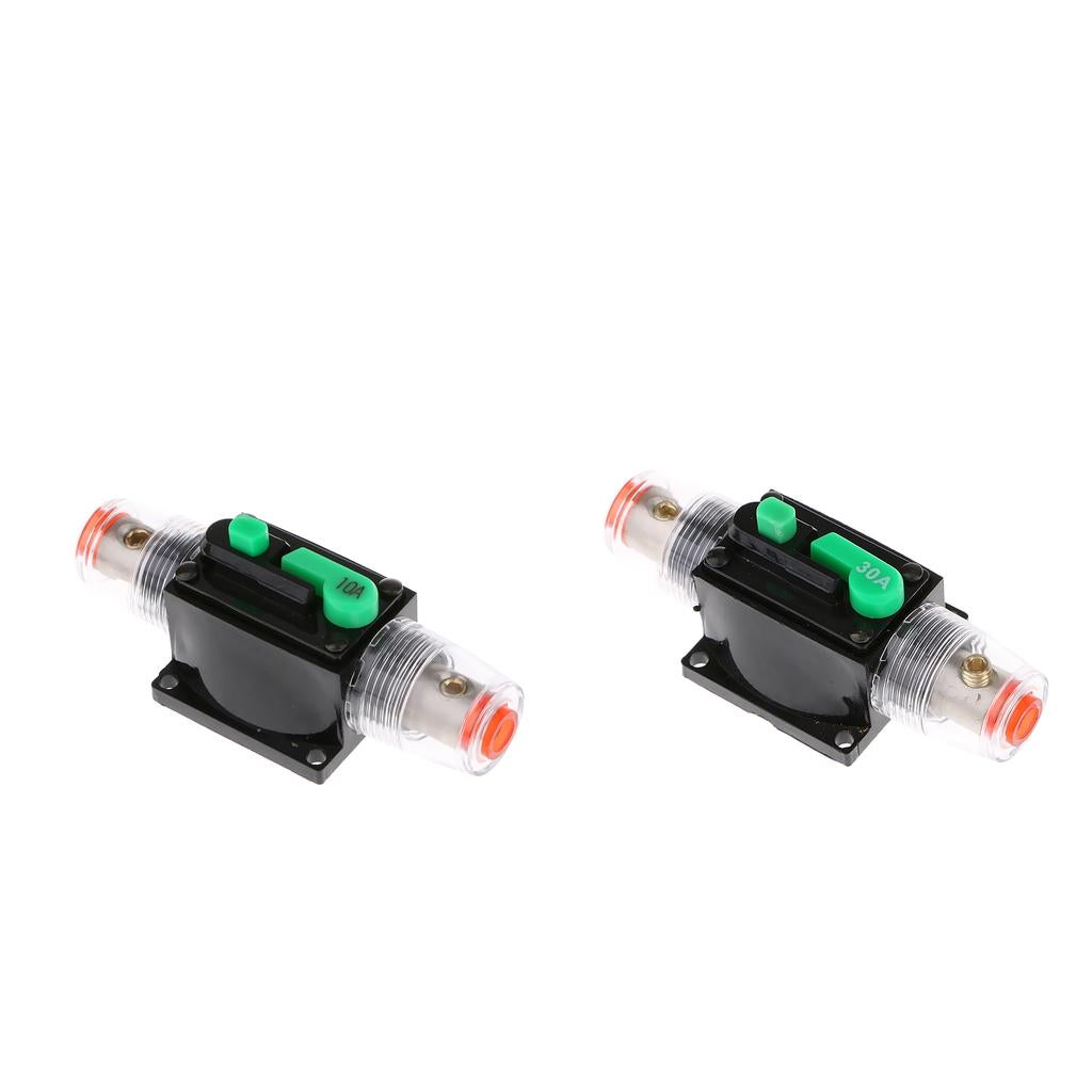 2Piece In-Line Manual Reset Circuit Breaker Car Stereo Audio Fuse 10A+30A