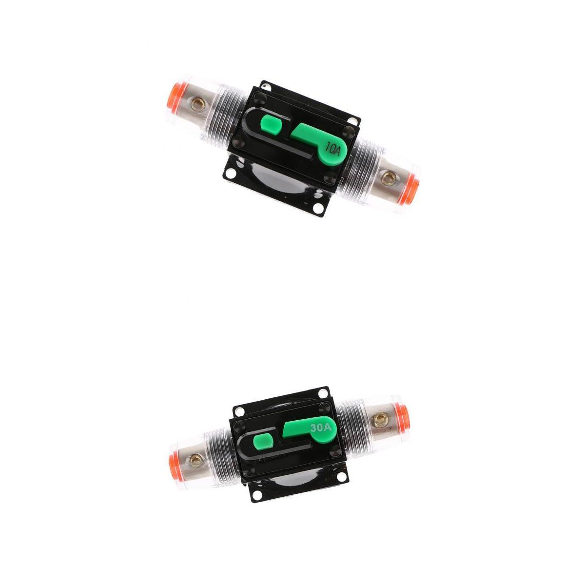 2Piece In-Line Manual Reset Circuit Breaker Car Stereo Audio Fuse 10A+30A