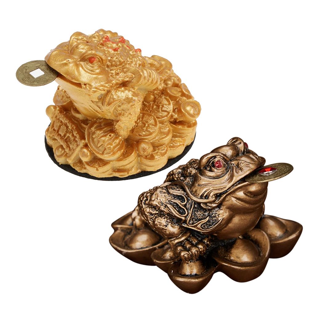 2Pcs Feng Shui Money Lucky Fortune Chinese Wealth Frog Toad Coin Home Decor