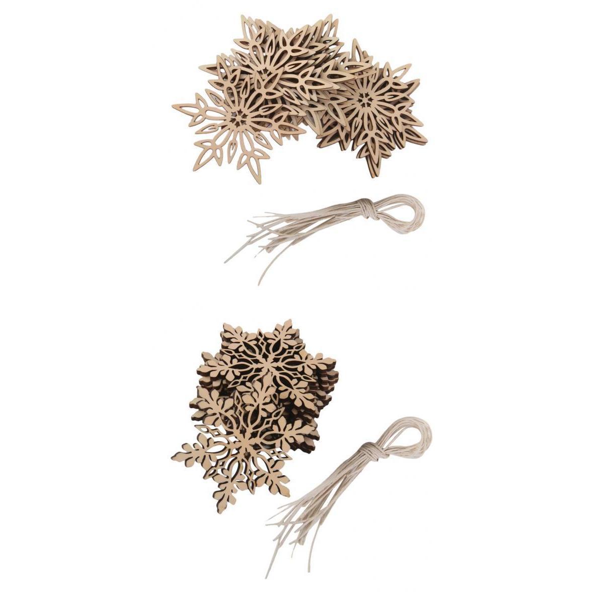 20pcs Shabby Laser Cut Wood Embellishment Santa Snowflake Xmas Tree Decor