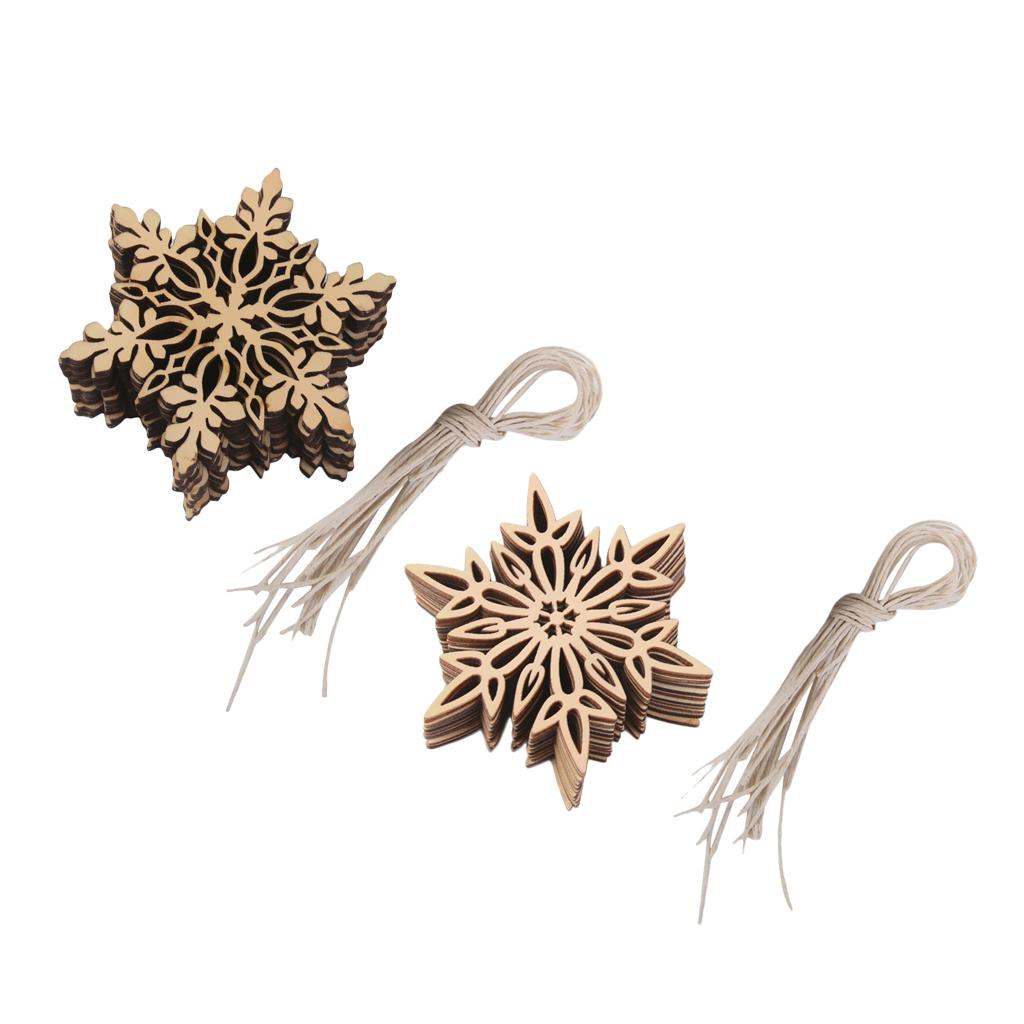 20pcs Shabby Laser Cut Wood Embellishment Santa Snowflake Xmas Tree Decor