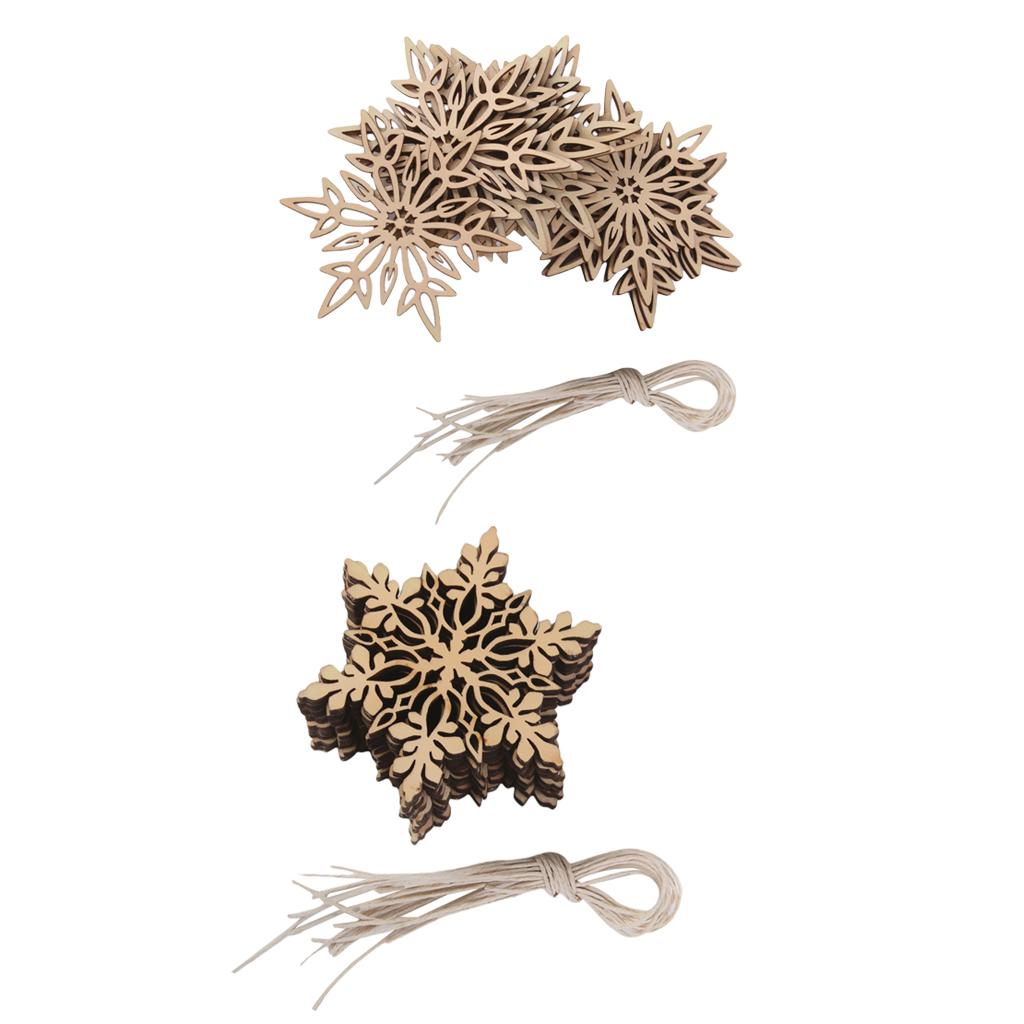 20pcs Shabby Laser Cut Wood Embellishment Santa Snowflake Xmas Tree Decor