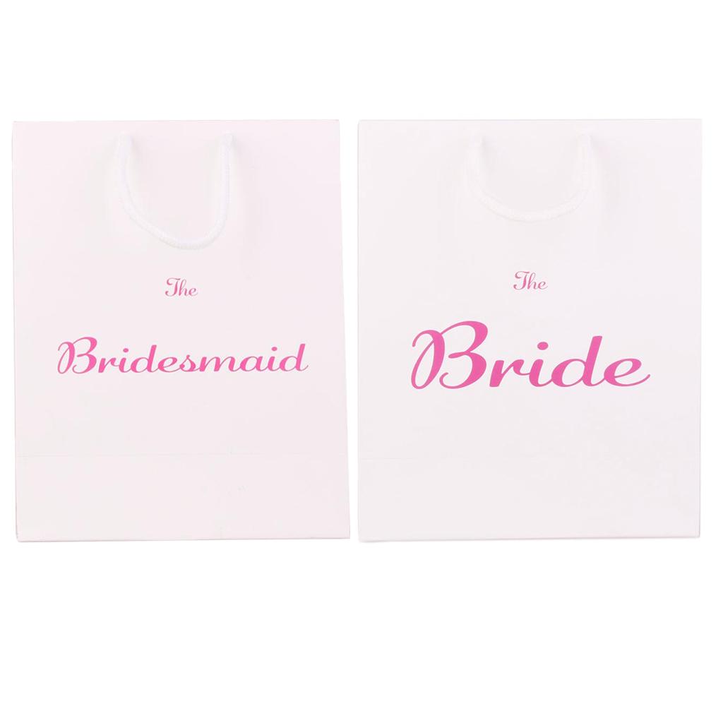 2x Large Bride Bridesmaid Wedding Hen Party Paper Gift Bag with Handle White