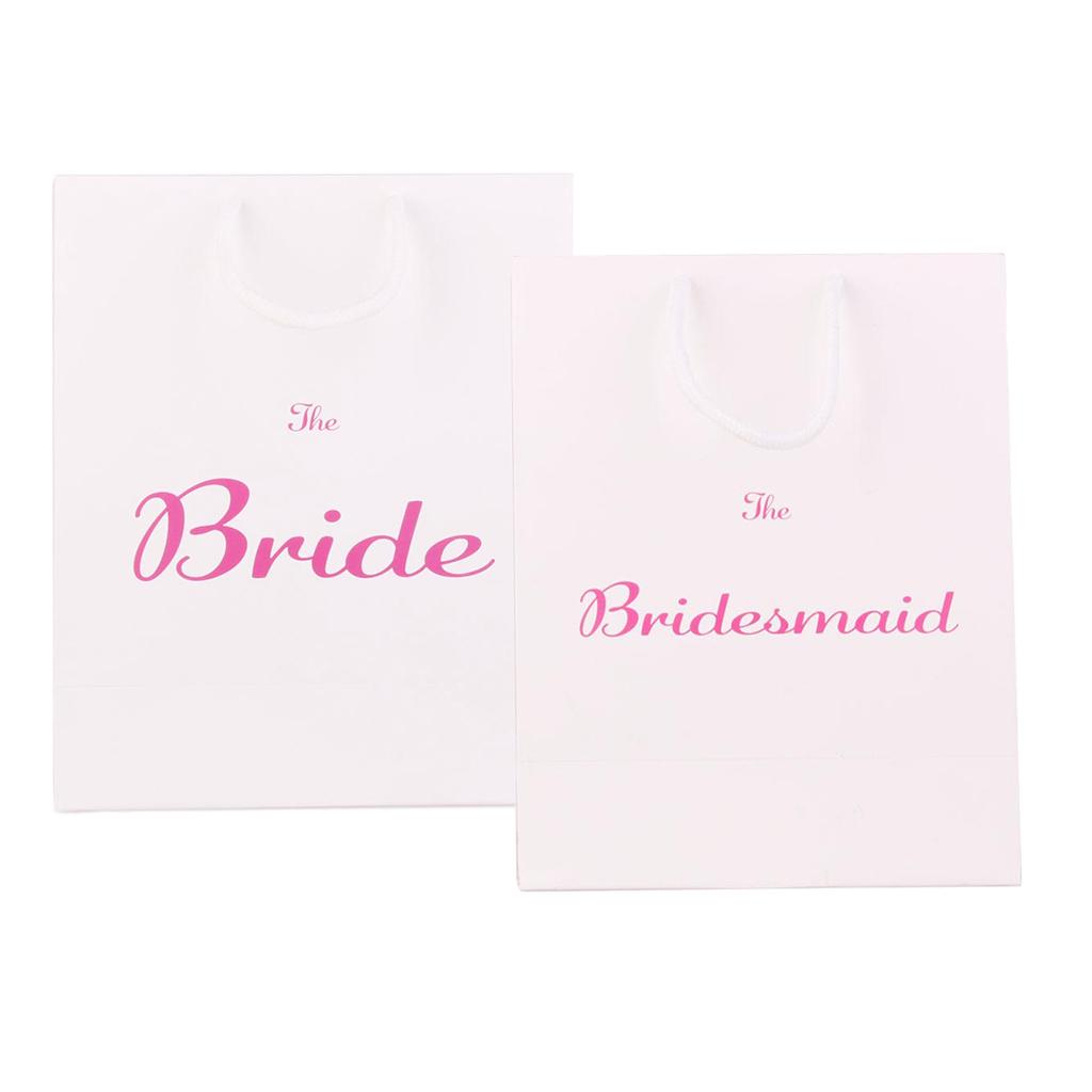 2x Large Bride Bridesmaid Wedding Hen Party Paper Gift Bag with Handle White