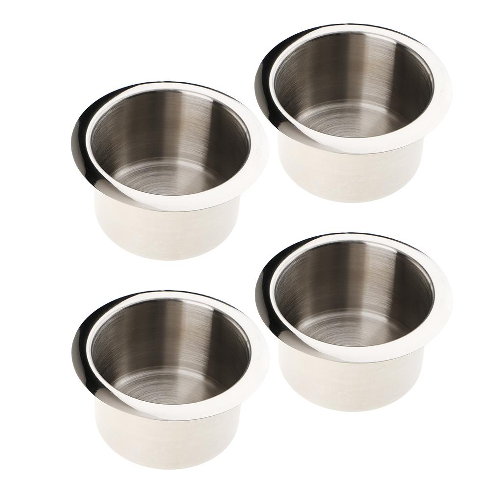 4 Stainless Steel Cup Drink Holder Polished for Marine Car Truck Camper RV