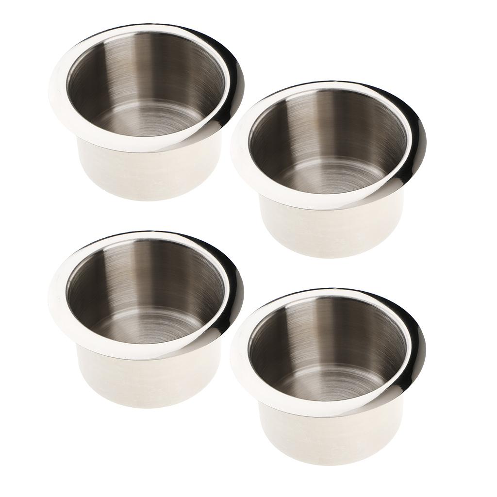 4 Stainless Steel Cup Drink Holder Polished for Marine Car Truck Camper RV