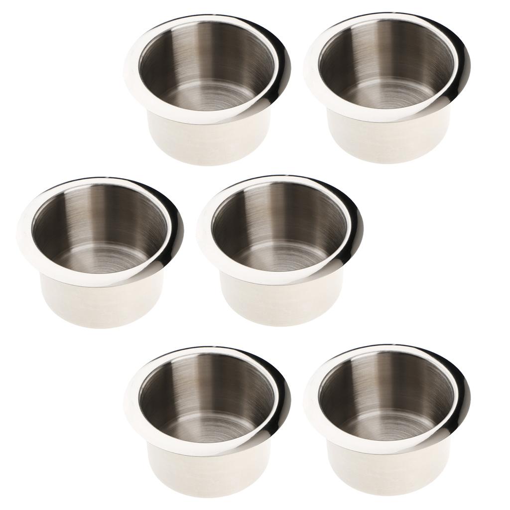6 Stainless Steel Cup Drink Holder Polished for Marine Car Truck Camper RV