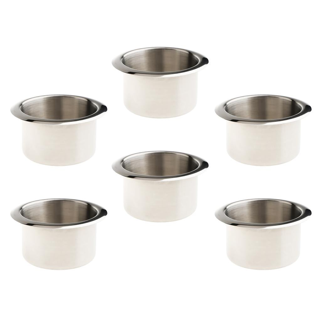 6 Stainless Steel Cup Drink Holder Polished for Marine Car Truck Camper RV
