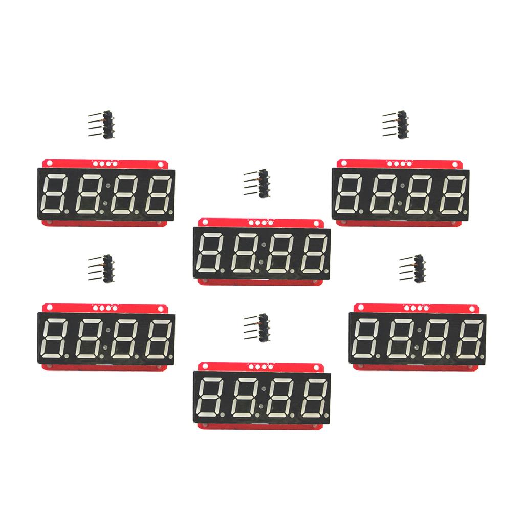 6Pcs 0.56in LED Display Module 4 Digit 7-Segment HT16K33 I2C Electronic