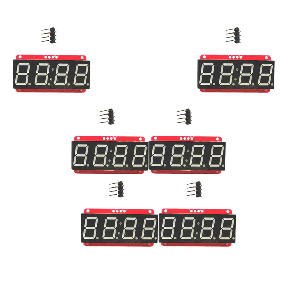 6Pcs 0.56in LED Display Module 4 Digit 7-Segment HT16K33 I2C Electronic