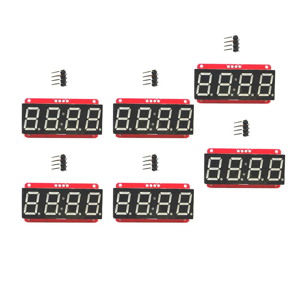 6Pcs 0.56in LED Display Module 4 Digit 7-Segment HT16K33 I2C Electronic