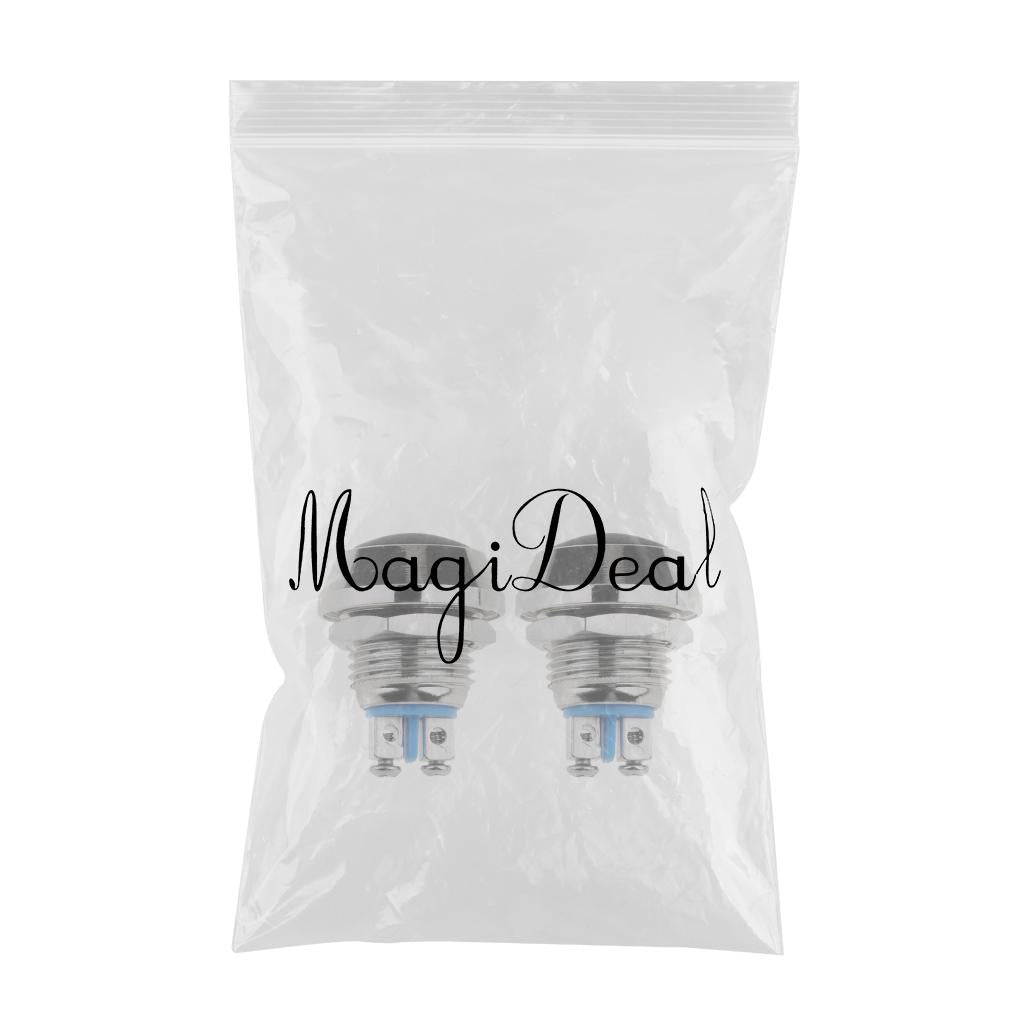 2Pcs 12mm Round Metal SPST Momentary Push Button Switch 1NO P67 Waterproof