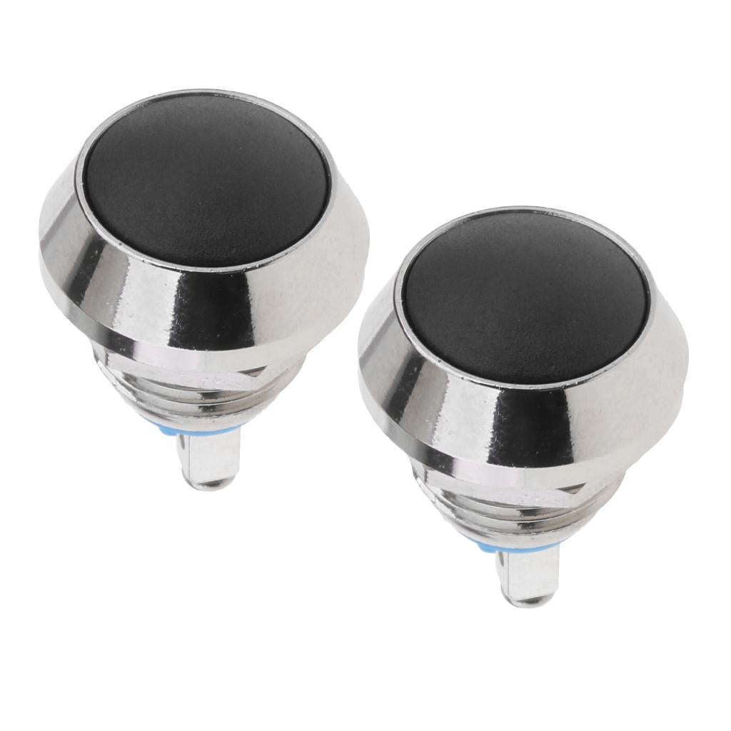 2Pcs 12mm Round Metal SPST Momentary Push Button Switch 1NO P67 Waterproof