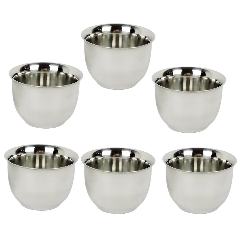6 Mini Stainless Steel Double Wall Coffee Cup Heat Resistant Tea Cups 50ml