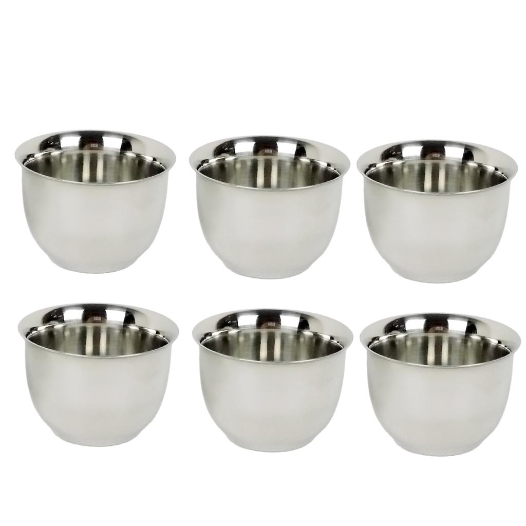 6 Mini Stainless Steel Double Wall Coffee Cup Heat Resistant Tea Cups 50ml