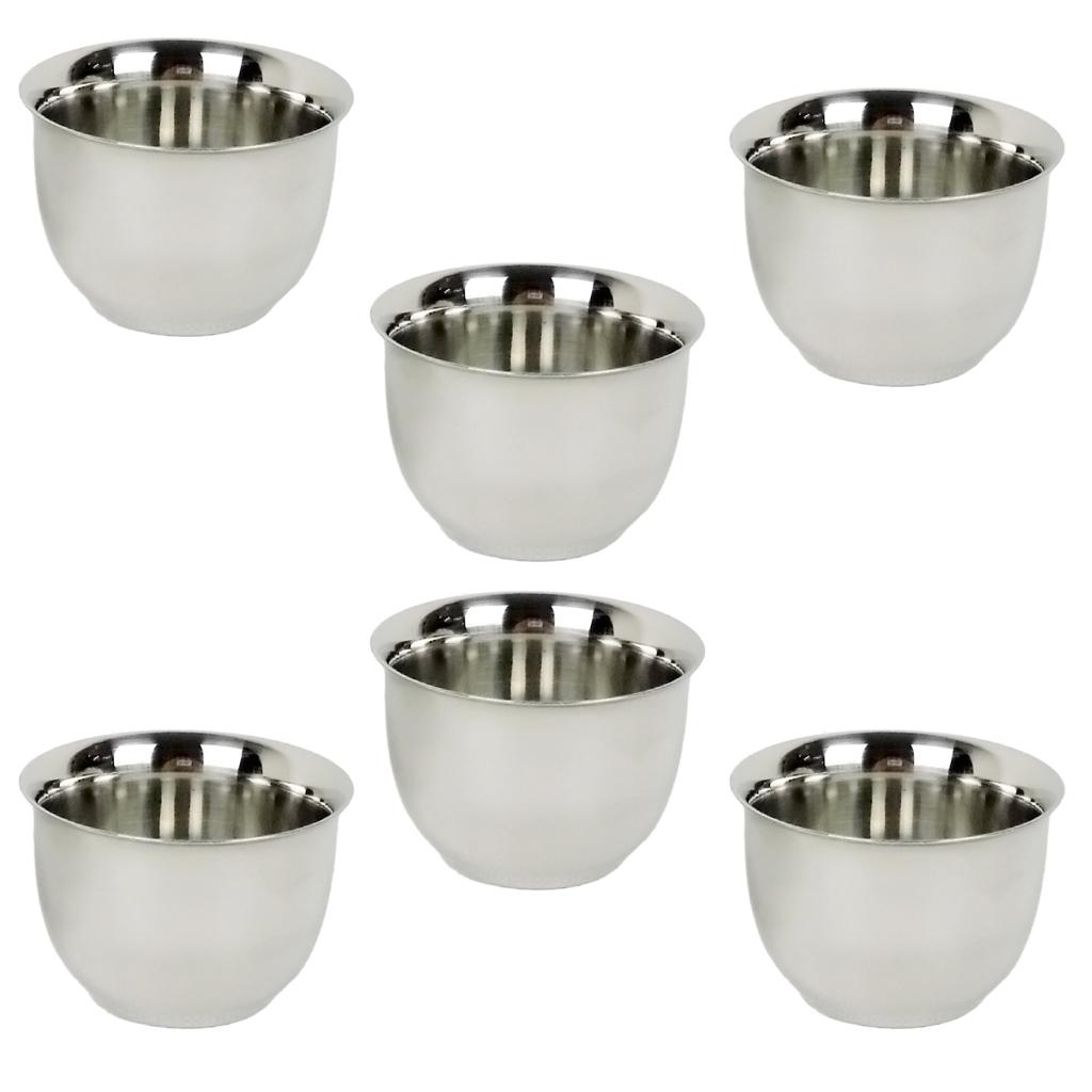 6 Mini Stainless Steel Double Wall Coffee Cup Heat Resistant Tea Cups 50ml